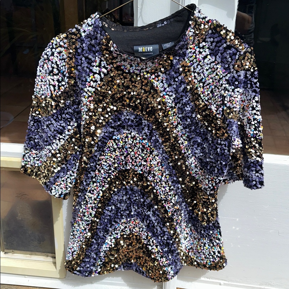 Maeve from Anthropology sequined top.